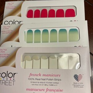 Color Street Bold Hot Pink Nail Polish Strips-Lot of 3